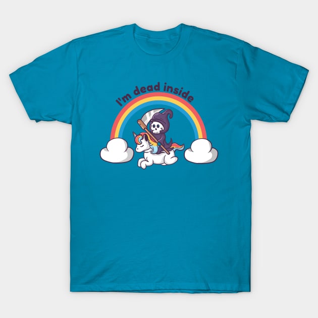 Rainbow's End: The Grim Reaper Rides a Dead Inside Unicorn T-Shirt by Holymayo Tee